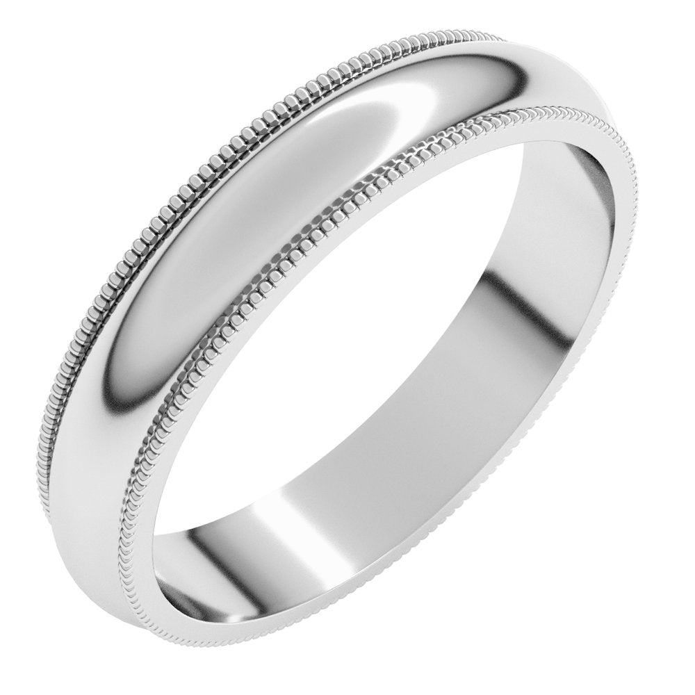 14K White Gold 4 mm Milgrain Half Round Band Size 6 