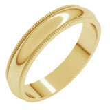 14K Yellow Gold 4 mm Milgrain Half Round Band Size 5 