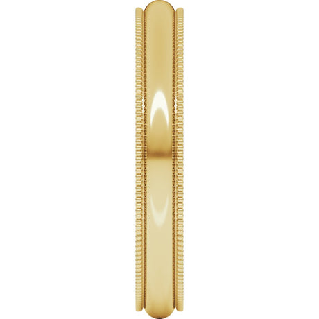 10K Yellow Gold 3 mm Milgrain Comfort-Fit Half Round Band Size 4
