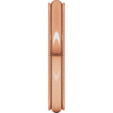 10K Rose Gold 3mm Milgrain Comfort-Fit Half Round Band Size 8.5
