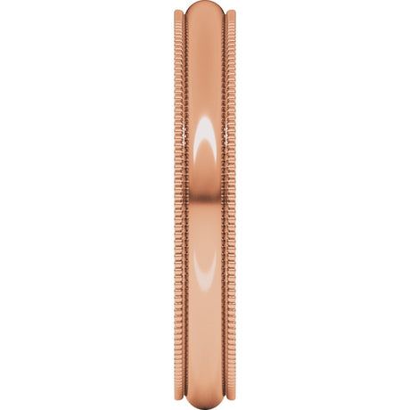 10K Rose Gold 3mm Milgrain Comfort-Fit Half Round Band Size 8.5