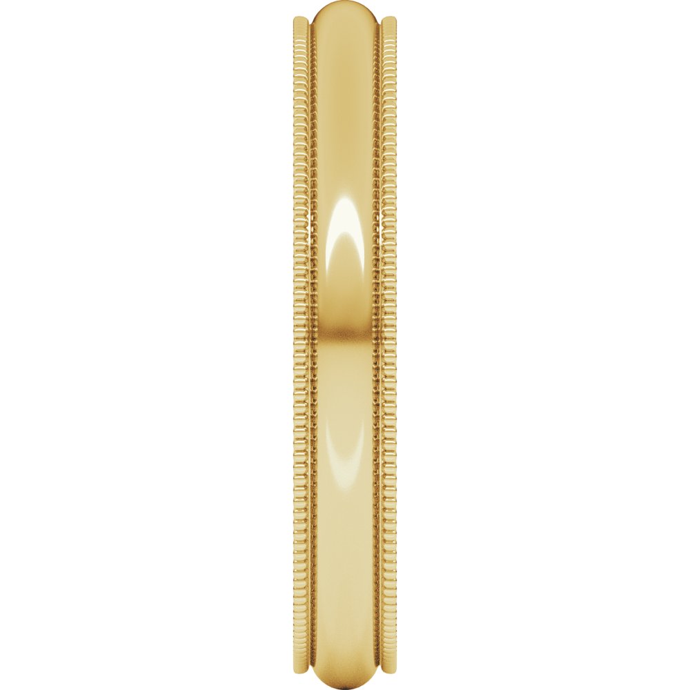 10K Yellow Gold 3 mm Milgrain Comfort-Fit Half Round Band Size 4