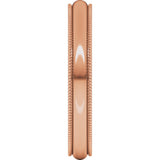 14K Rose Gold 3 mm Milgrain Comfort-Fit Half Round Band Size 6.5