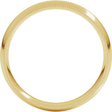 14K Yellow 4 mm Milgrain Half Round Comfort Fit Band