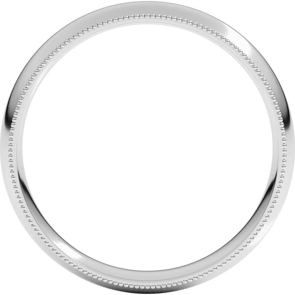 Sterling Silver 4 mm Lightweight Milgrain Comfort-Fit Half Round Band Size 9.5