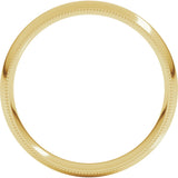 14K Yellow 4 mm Lightweight Milgrain Comfort-Fit Half Round Band