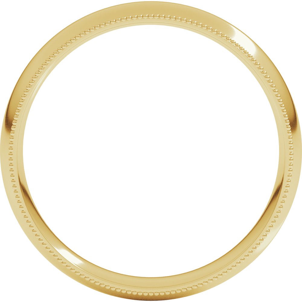 14K Yellow Gold 4 mm Lightweight Milgrain Comfort-Fit Half Round Band Size 6.5