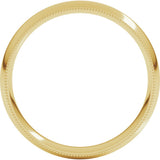 14K Yellow Gold 4 mm Lightweight Milgrain Comfort-Fit Half Round Band Size 6.5