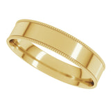 14K Yellow 4 mm Milgrain Flat Comfort Fit Band