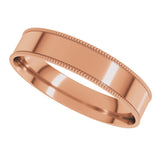14K Rose 4 mm Milgrain Comfort-Fit Flat Band Size 6