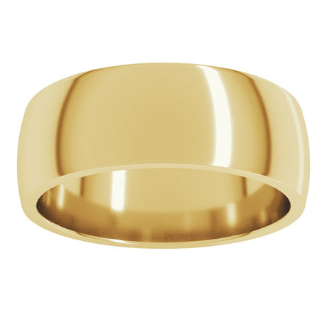 18K Yellow Gold 7 mm Lightweight Comfort-Fit Half Round Band Size 7