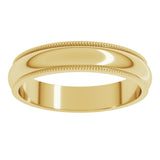 14K Yellow 4 mm Milgrain Half Round Band