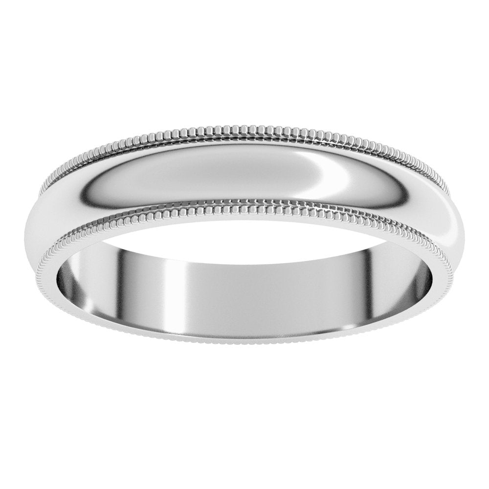 14K White Gold 4 mm Milgrain Half Round Band Size 6 