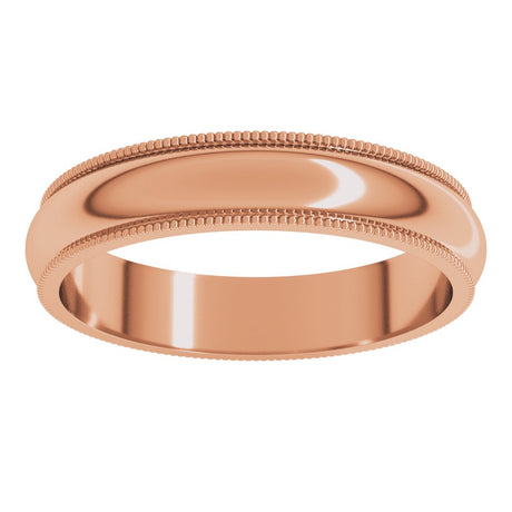 14K Rose Gold 4 mm Milgrain Half Round Band Size 6.5
