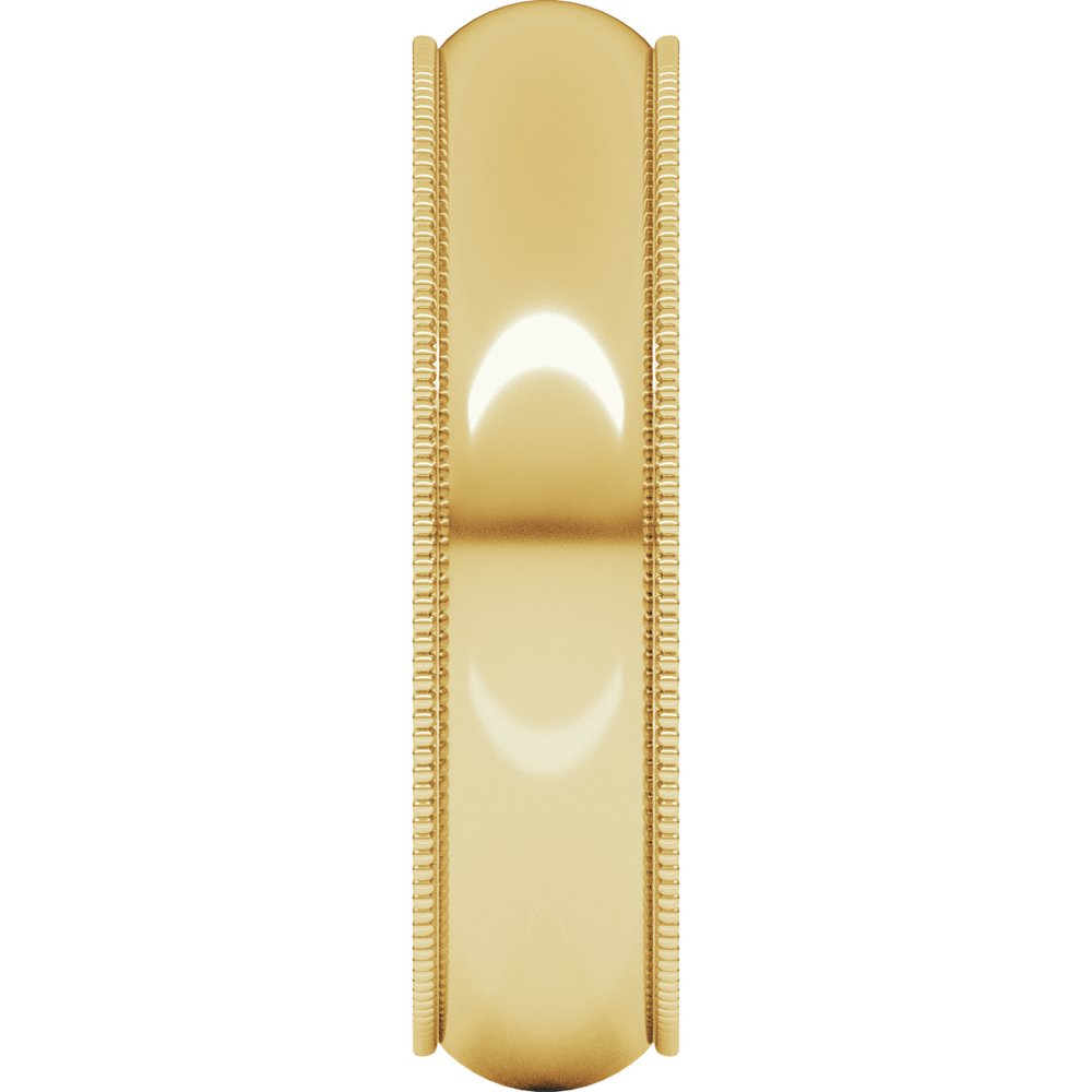 10K Yellow Gold 5 mm Milgrain Half Round Band Size 8 