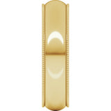 10K Yellow Gold 5 mm Milgrain Half Round Band Size 8 