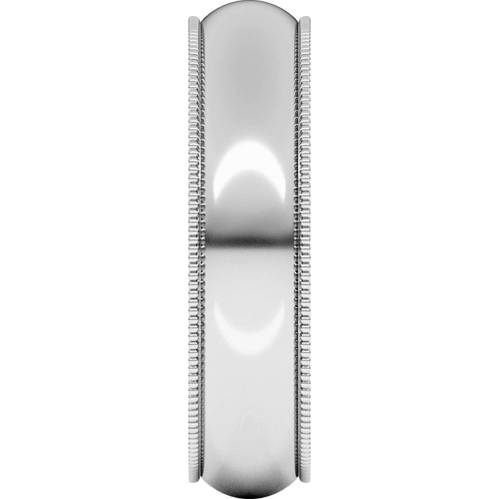 10K White Gold 5 mm Milgrain Half Round Band Size 7 