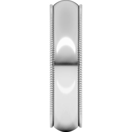 Continuum Sterling Silver 5 mm Milgrain Half Round Band Size 8