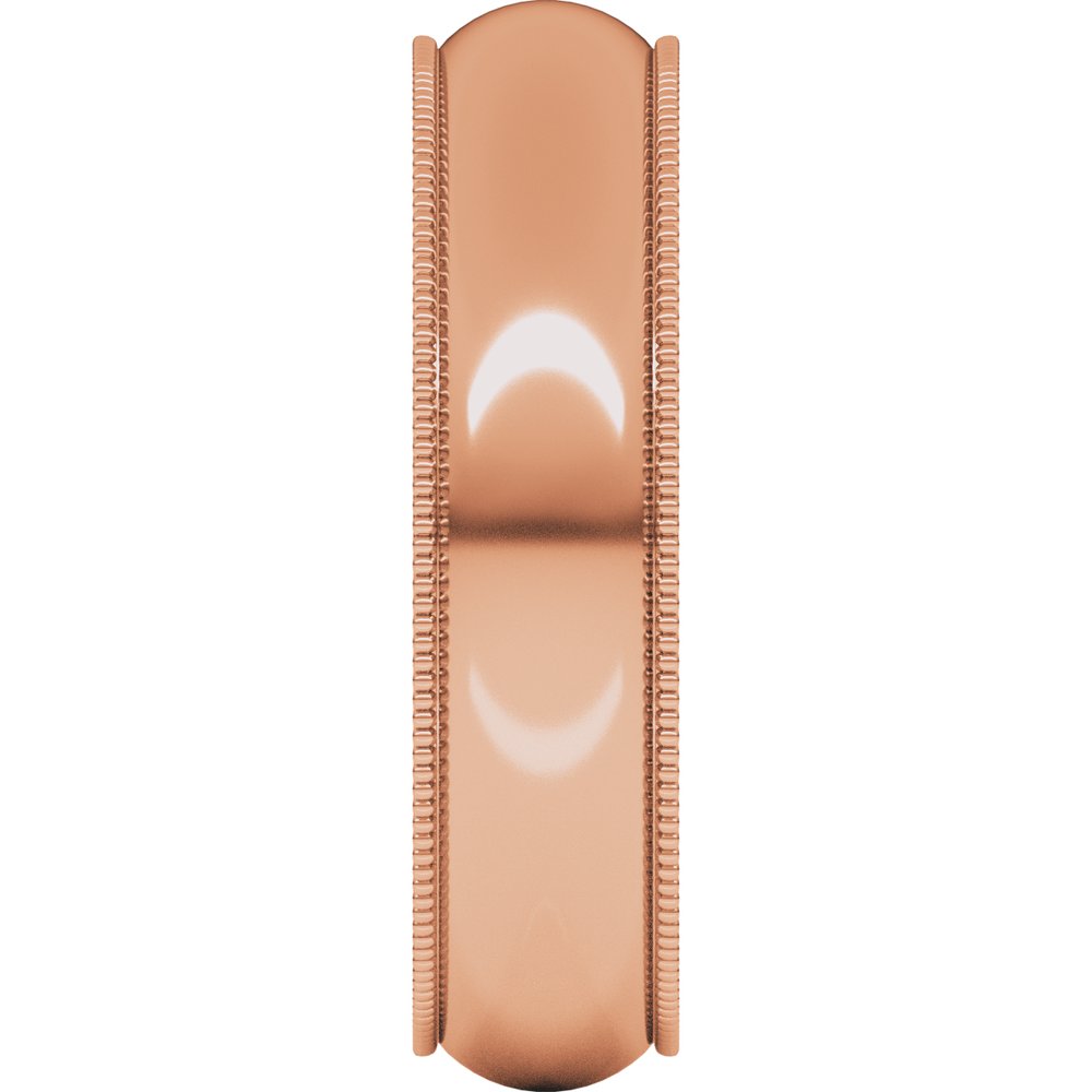 10K Rose Gold 5 mm Milgrain Half Round Band Size 8