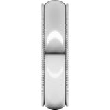 14K White Gold 5 mm Milgrain Half Round Band Size 6 