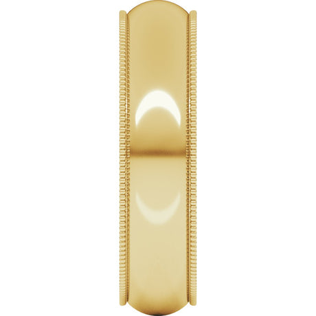 18K Yellow 5 mm Milgrain Half Round Band Size 9