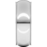 Sterling Silver 7 mm Milgrain Half Round Band Size 14 