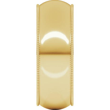 14K Yellow Gold 7 mm Milgrain Half Round Band Size 7 