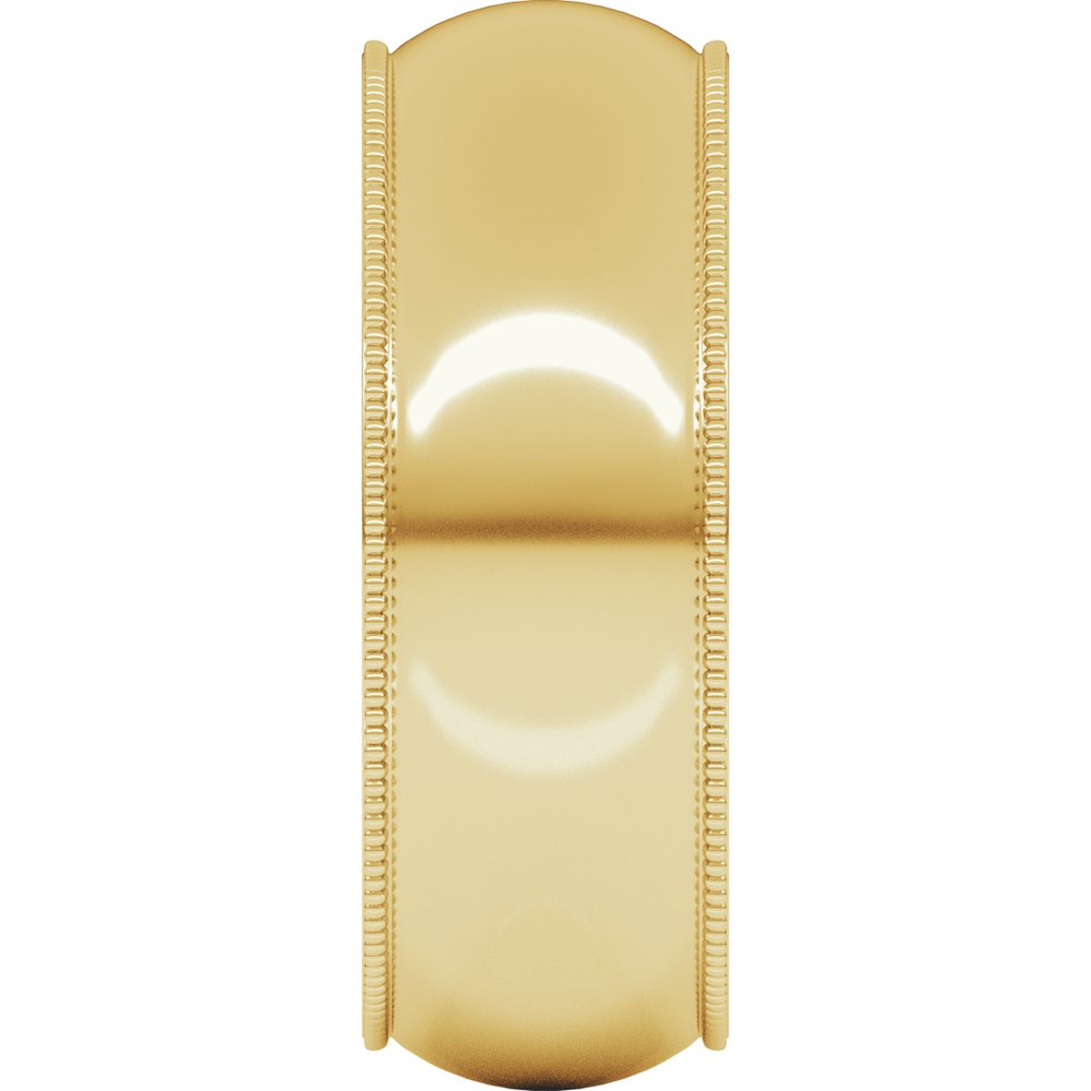 14K Yellow Gold 7 mm Milgrain Half Round Band Size 7 