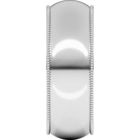 14K White 7 mm Milgrain Half Round Band