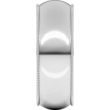 14K White 7 mm Milgrain Half Round Band Size 9