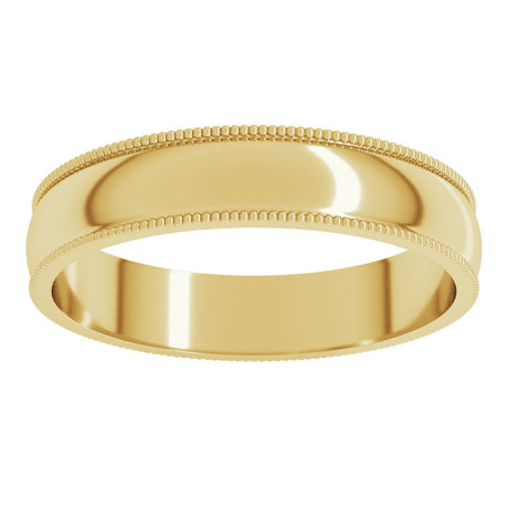 14K Yellow 4 mm Lightweight Milgrain Half Round Band