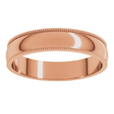 14K Rose Gold 4 mm Lightweight Milgrain Half Round Band Size 11