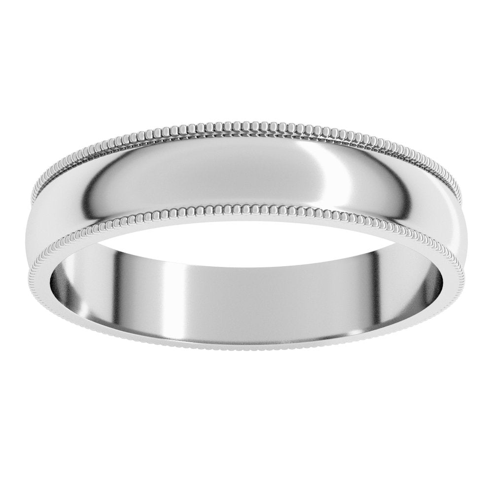 Platinum 4 mm Lightweight Milgrain Half Round Band Size 9.5
