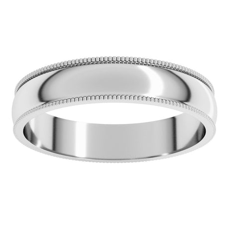 10K White Gold 4 mm Lightweight Milgrain Half Round Band Size 10.5