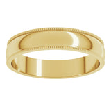 14K Yellow Gold 4 mm Lightweight Milgrain Half Round Band Size 7.5