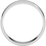 Platinum 6 mm Lightweight Milgrain Half Round Band Size 8