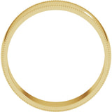 14K Yellow Gold 6 mm Lightweight Milgrain Half Round Band Size 8