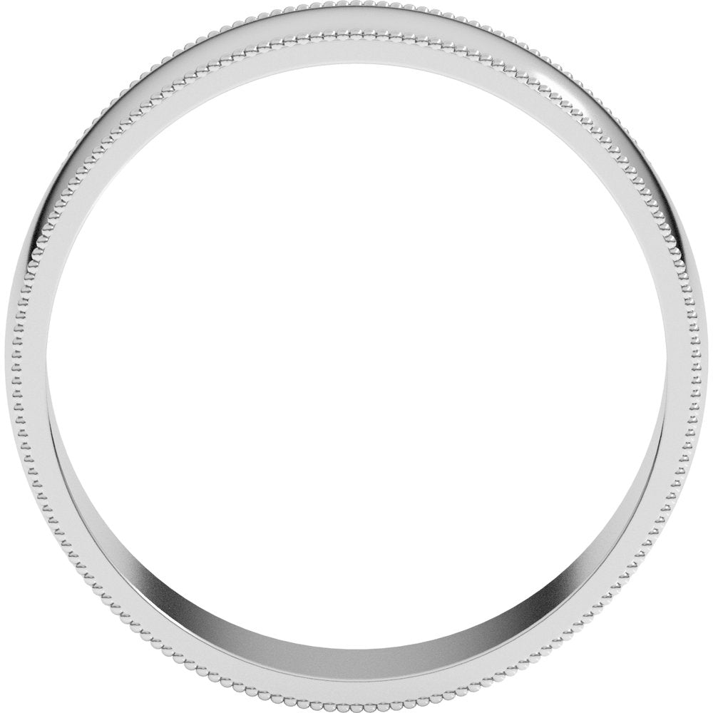 14K White Gold 6 mm Lightweight Milgrain Half Round Band Size 7.5