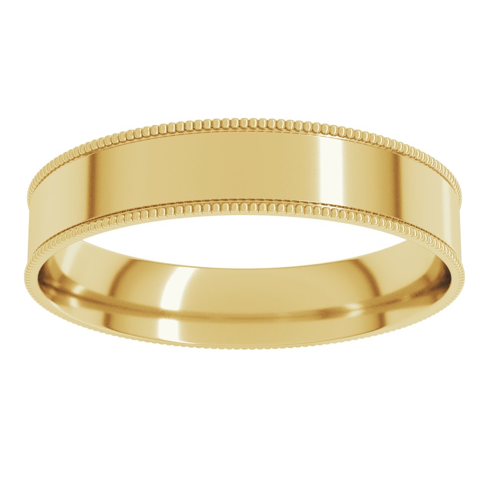 14K Yellow 4 mm Milgrain Flat Comfort Fit Band