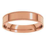 14K Rose 4 mm Milgrain Flat Comfort Fit Band Size 6