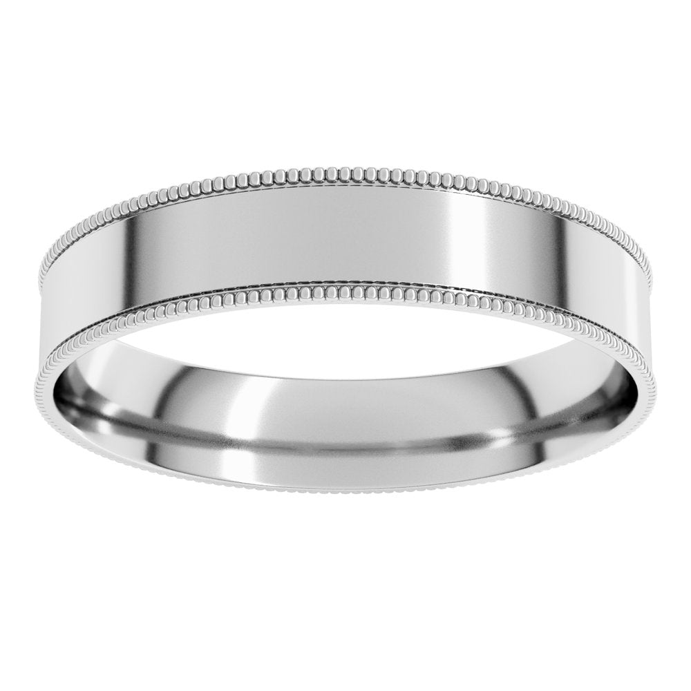 14K White 4 mm Milgrain Flat Comfort Fit Band