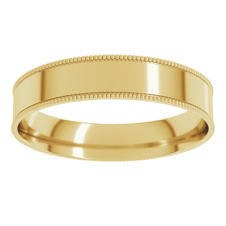 14K Yellow 4 mm Milgrain Comfort-Fit Flat Band