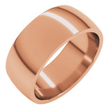 10K Rose Gold 8 mm Lightweight Comfort-Fit Half Round Band Size 6.5