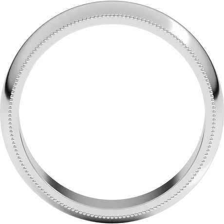 Platinum 6 mm Milgrain Half Round Band Size 9.5 