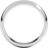 Platinum 6 mm Milgrain Half Round Band