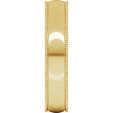14K Yellow 4 mm Lightweight Milgrain Half Round Band