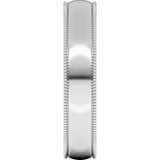14K White 4 mm Lightweight Milgrain Half Round Band