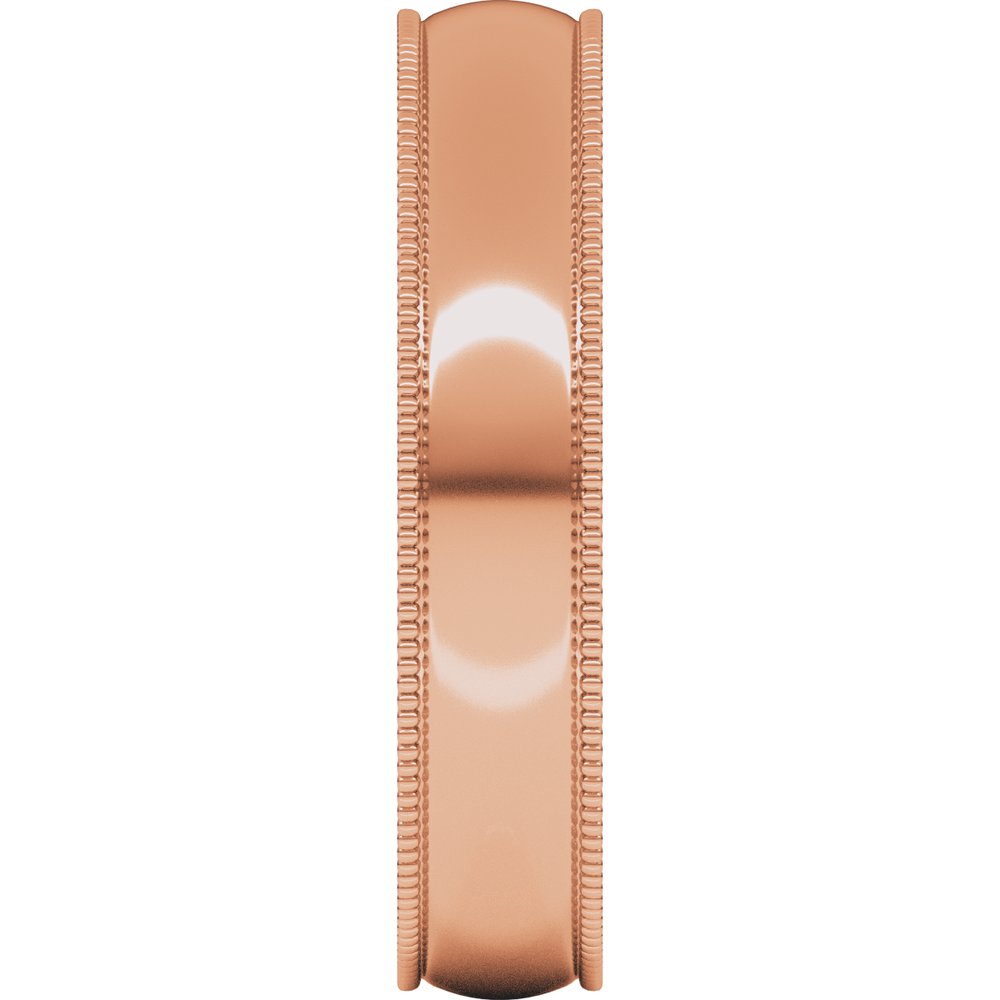 14K Rose Gold 4 mm Lightweight Milgrain Half Round Band Size 11