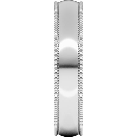 10K White Gold 4 mm Lightweight Milgrain Half Round Band Size 10.5