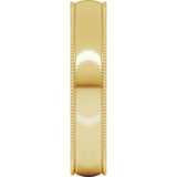 14K Yellow Gold 4 mm Lightweight Milgrain Half Round Band Size 7.5